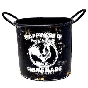 New Retro Metal Rooster Bucket Chicken Home Decor with Fake Patina